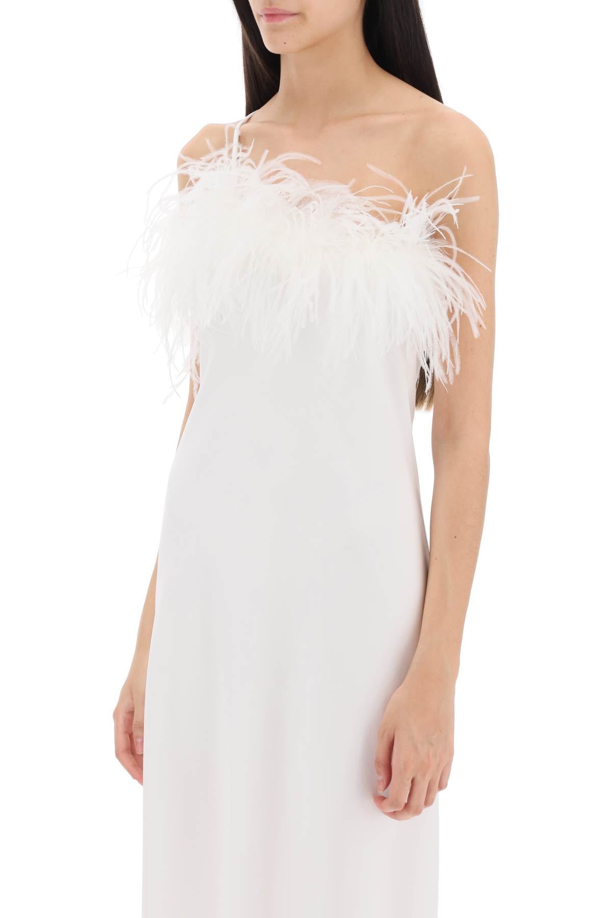 Art Dealer Art dealer 'ember' maxi dress in satin with feathers