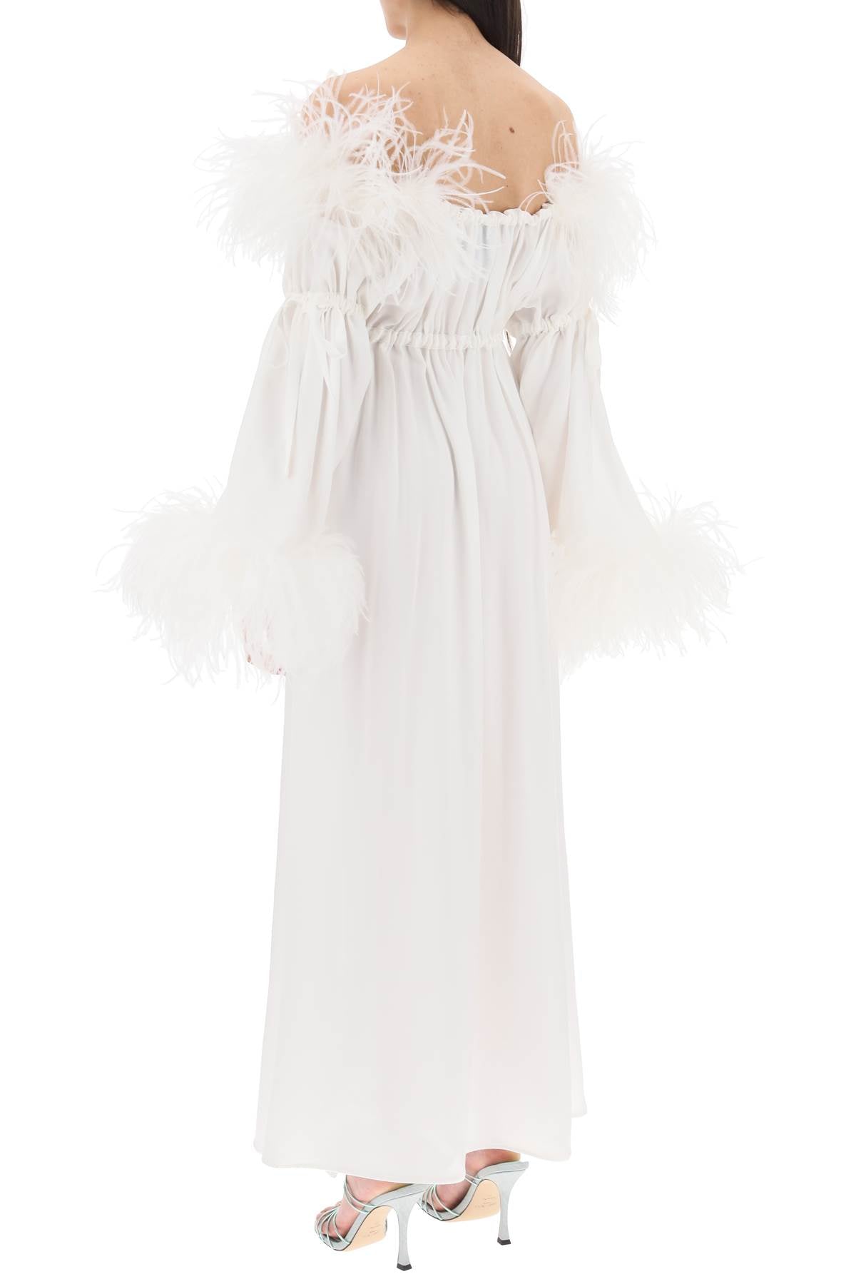 Art Dealer Art dealer 'bettina' maxi dress in satin with feathers