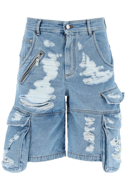 GCDS Gcds ultracargo destroyed denim shorts