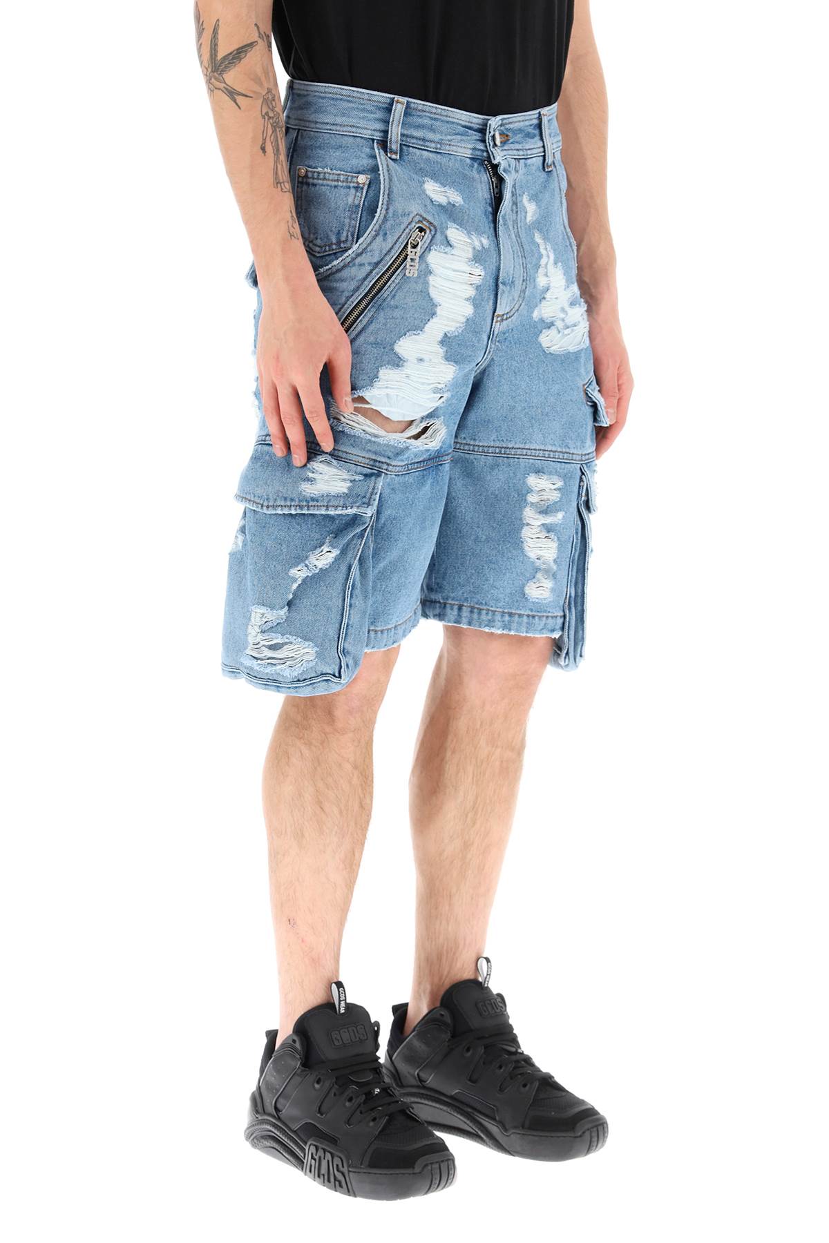 GCDS Gcds ultracargo destroyed denim shorts