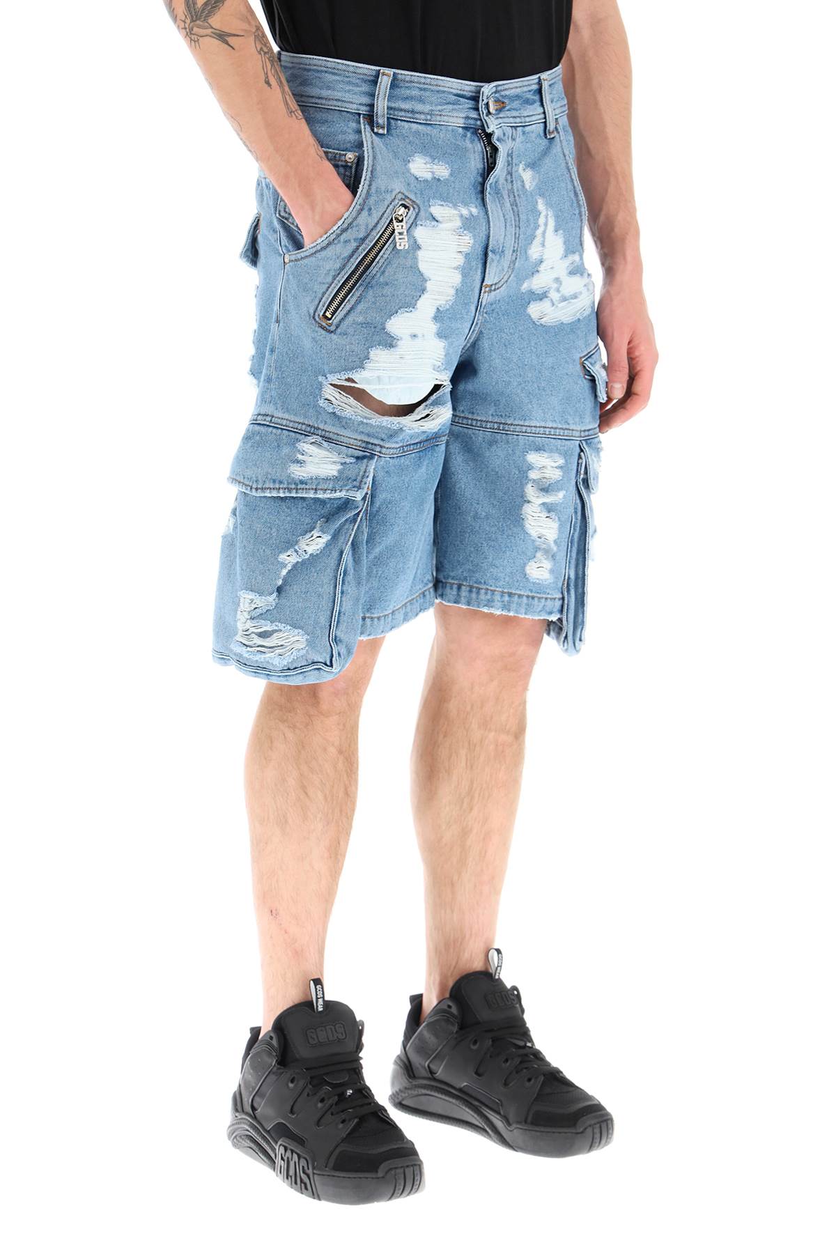 GCDS Gcds ultracargo destroyed denim shorts