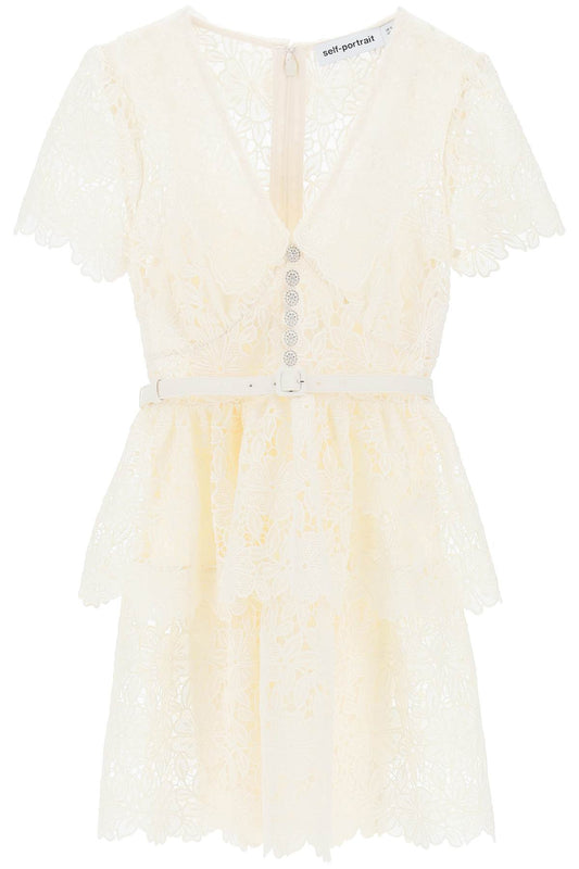 Self Portrait Self portrait mini ruffled guipure lace dress with