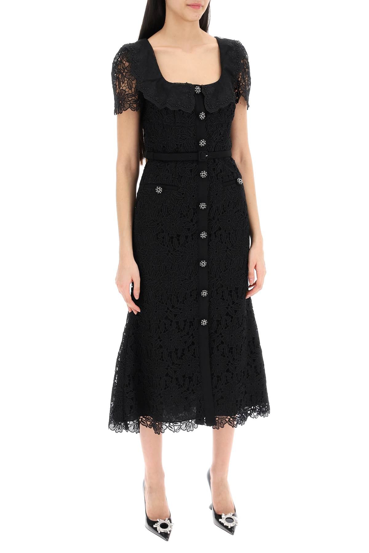 Self Portrait Self portrait "mid-length guipure lace dress with jewel