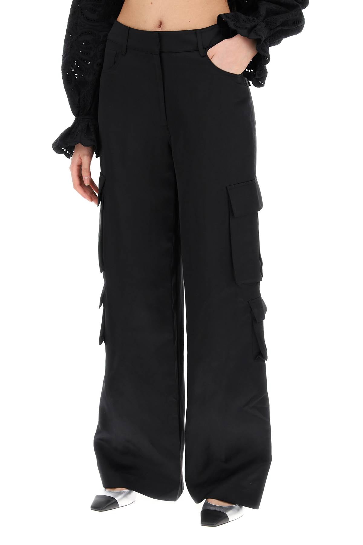 Self Portrait Self portrait satin cargo pants for men