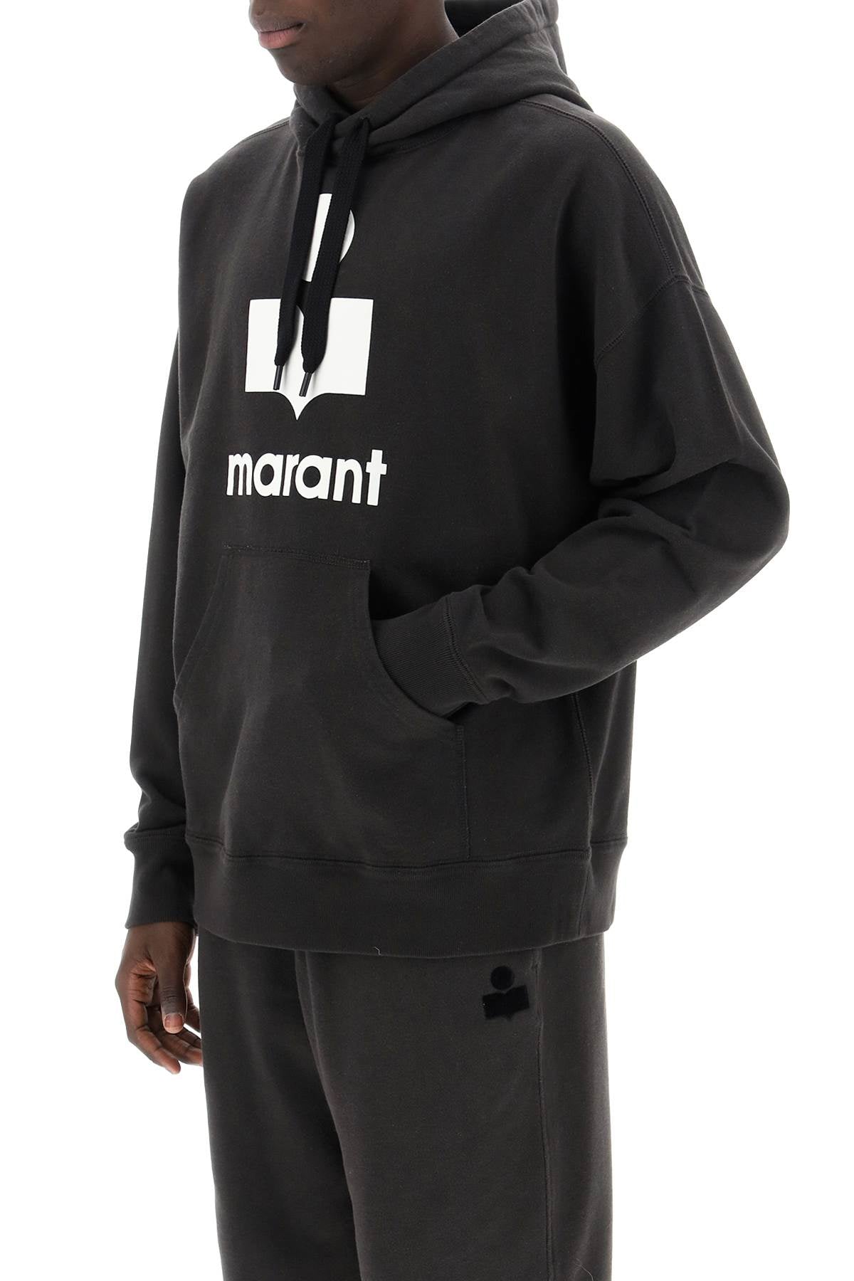 Marant Marant miley flocked logo hoodie