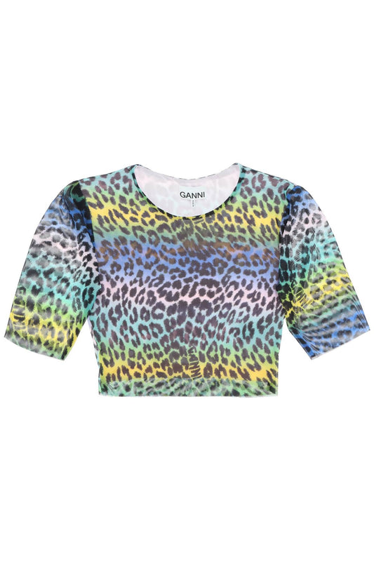 Ganni Ganni multicolor leopard print crop top