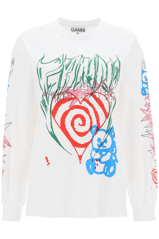 Ganni Ganni printed long sleeve t-shirt