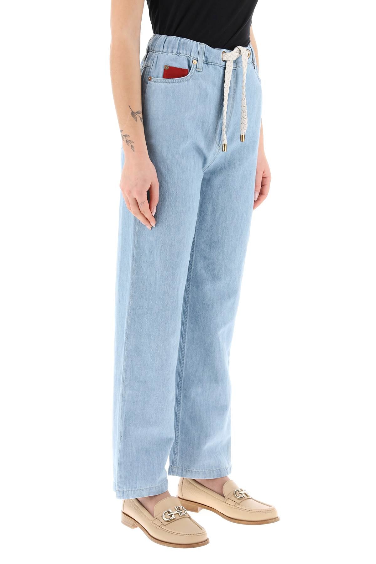 Agnona Agnona drawstring jeans in light denim