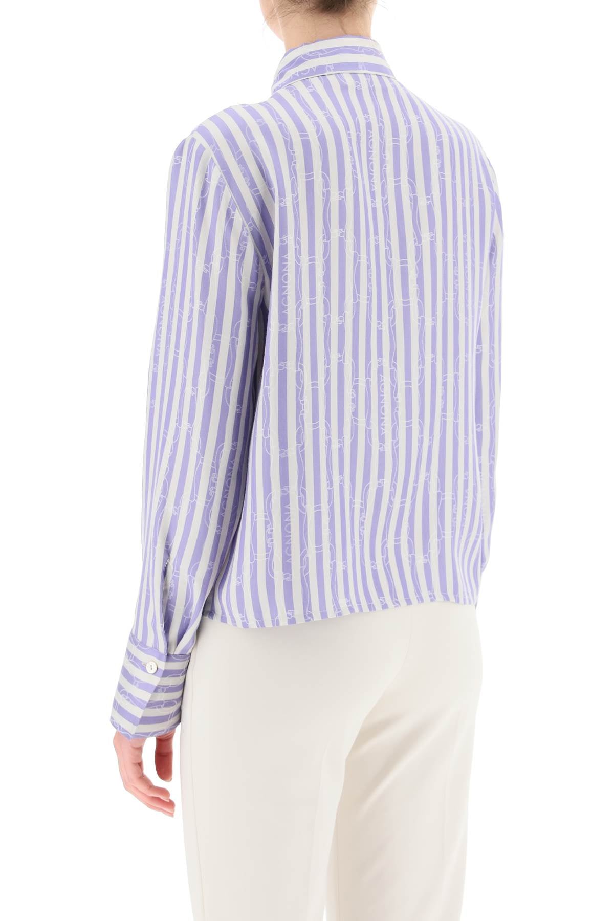 Agnona Agnona striped shirt with ribbon motif