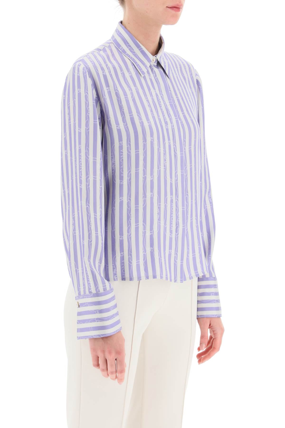 Agnona Agnona striped shirt with ribbon motif