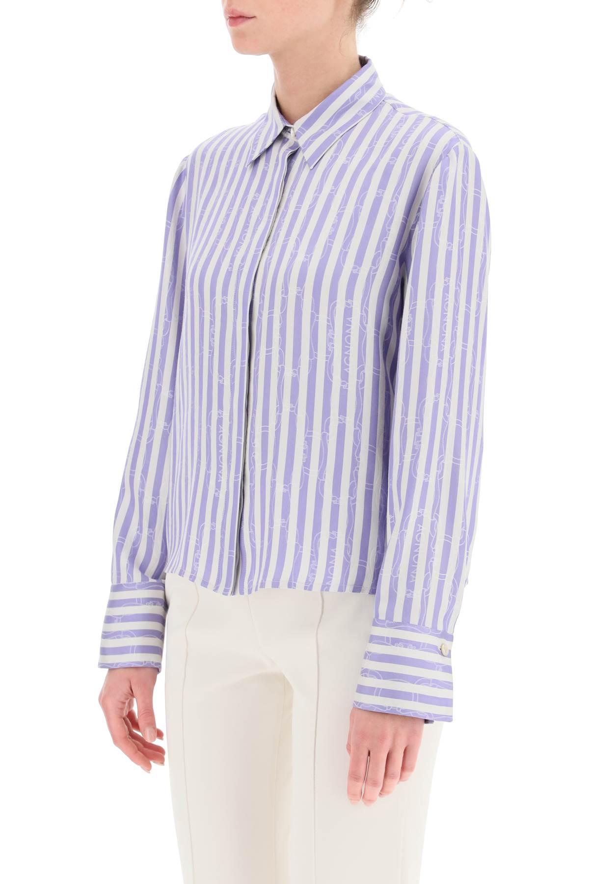 Agnona Agnona striped shirt with ribbon motif