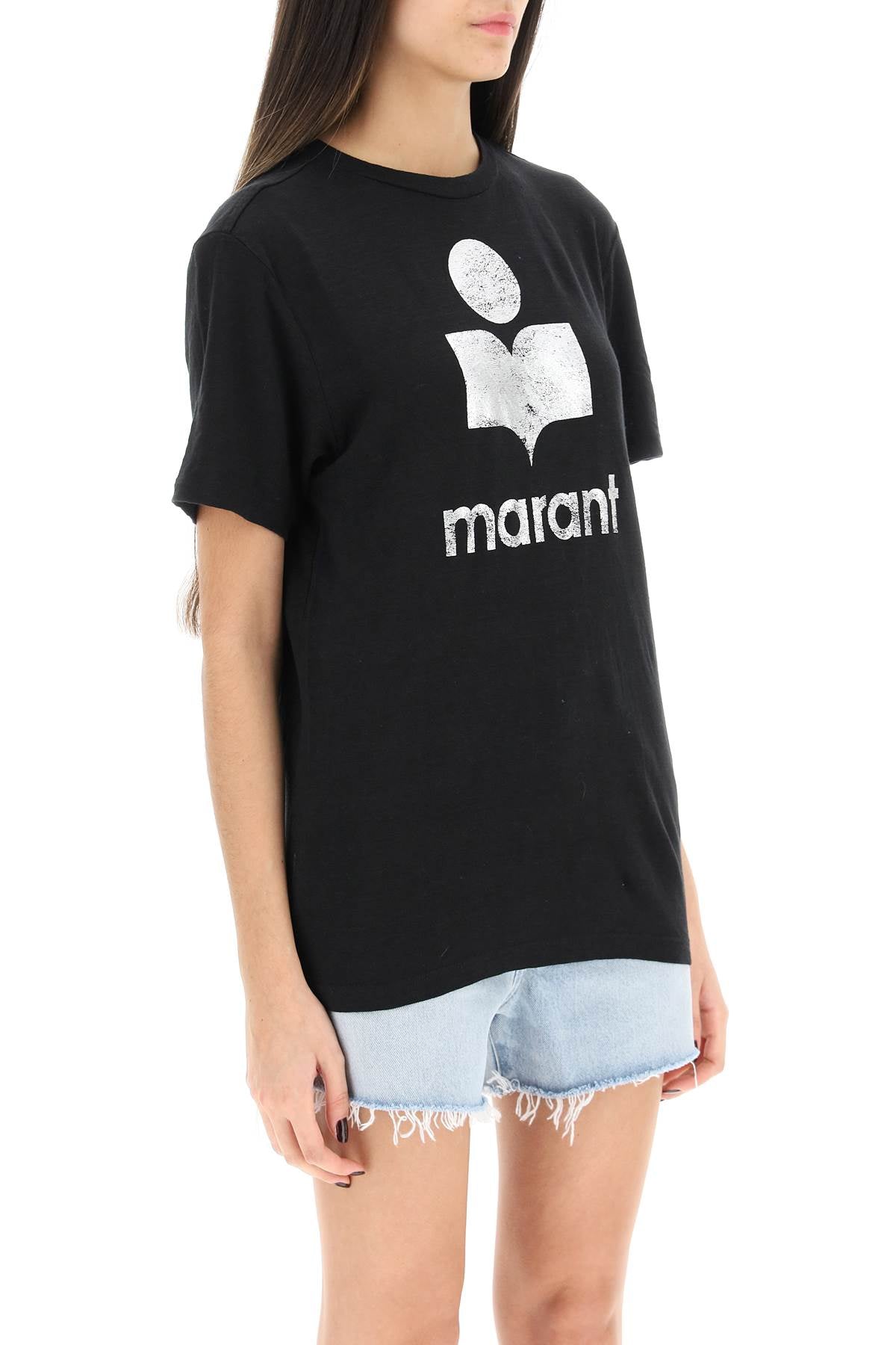 Marant ETOILE Isabel marant etoile zewel t-shirt with metallic logo print