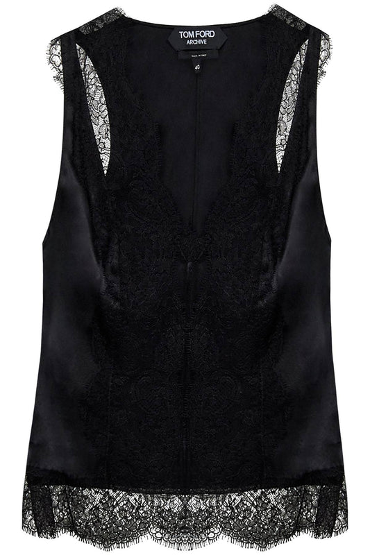 Tom Ford Tom ford satin tank top with chantilly lace