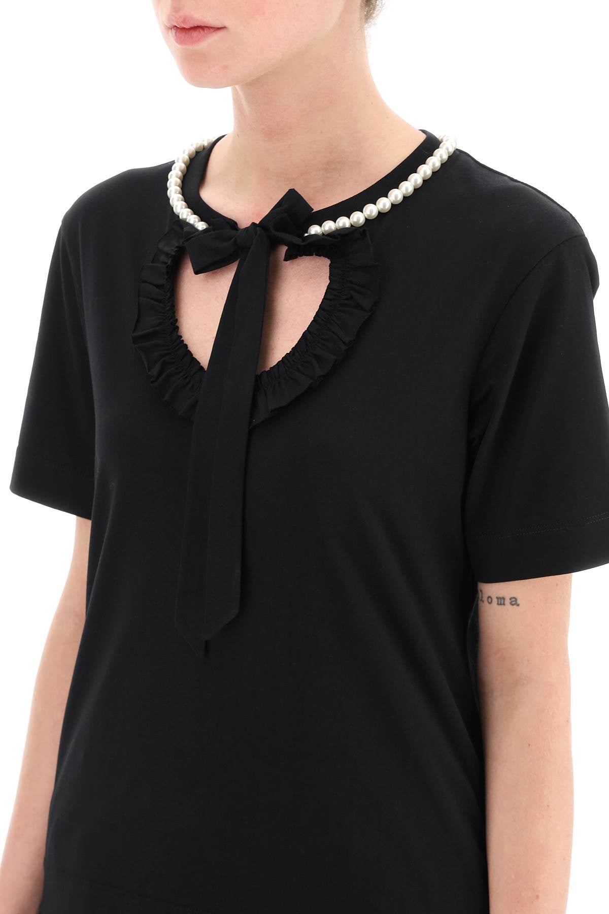 Simone Rocha Simone rocha t-shirt with heart-shaped cut-out and pearls