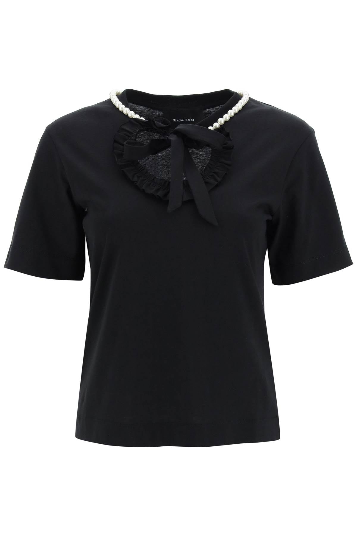 Simone Rocha Simone rocha t-shirt with heart-shaped cut-out and pearls