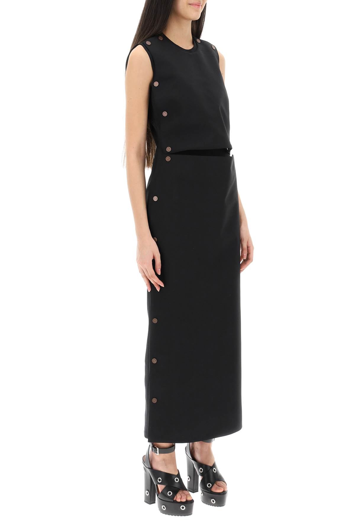 Y Project Y project dual material maxi dress with snap panels