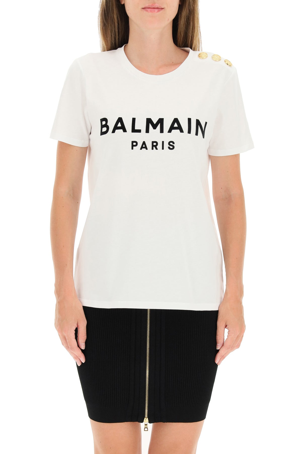 Balmain Balmain t-shirt with logo print and embossed buttons