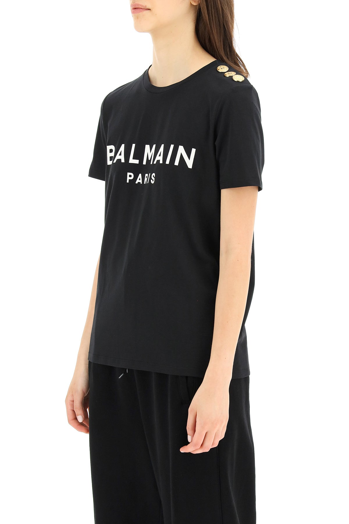 Balmain Balmain t-shirt with logo print and embossed buttons