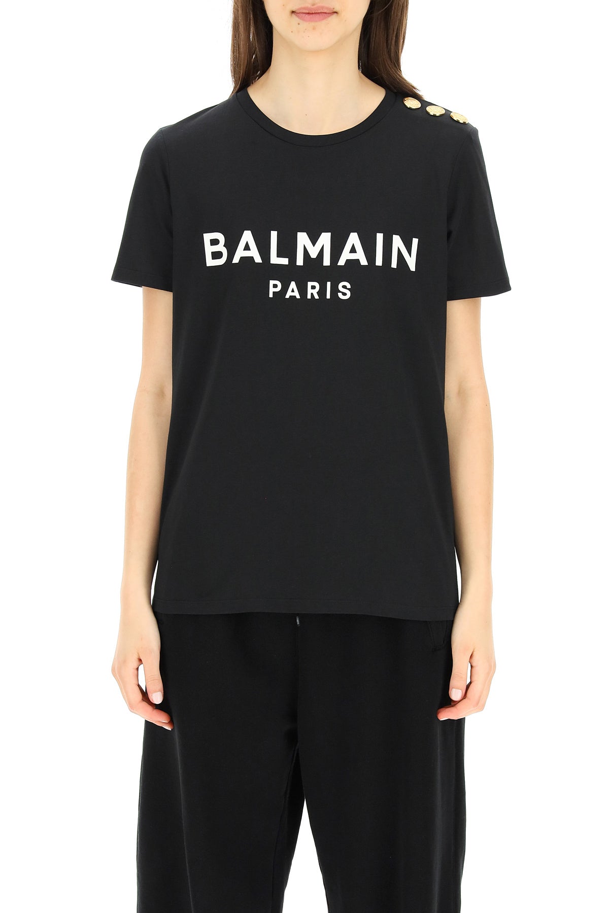 Balmain Balmain t-shirt with logo print and embossed buttons