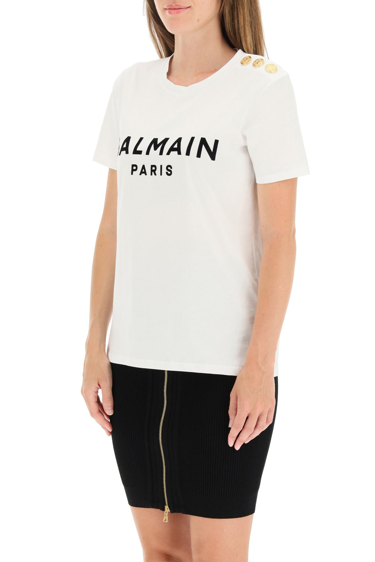 Balmain Balmain t-shirt with logo print and embossed buttons