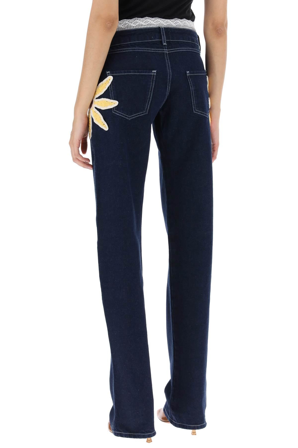 Siedres Siedres low-rise jeans with crochet flowers