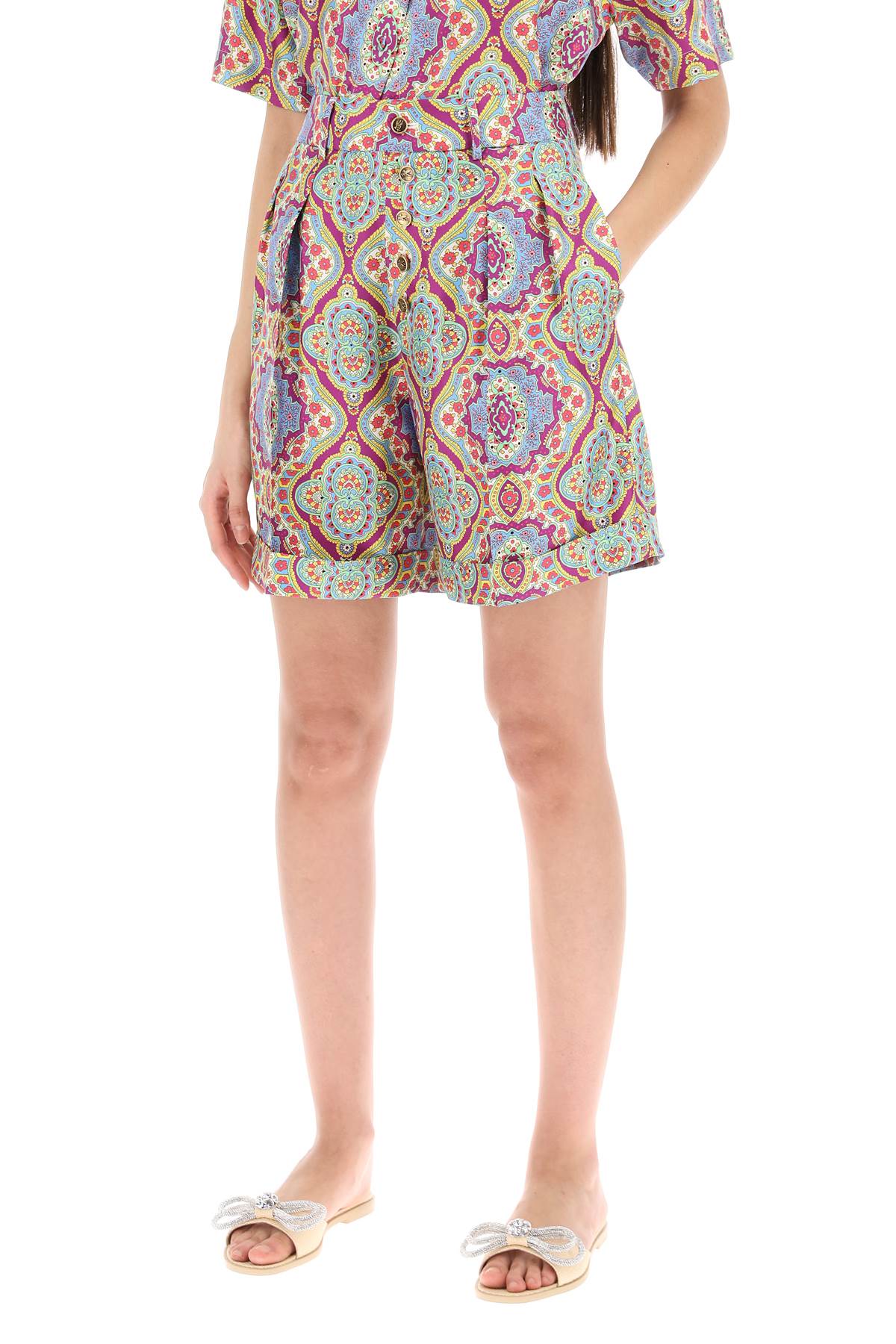 Etro Etro printed silk shorts set