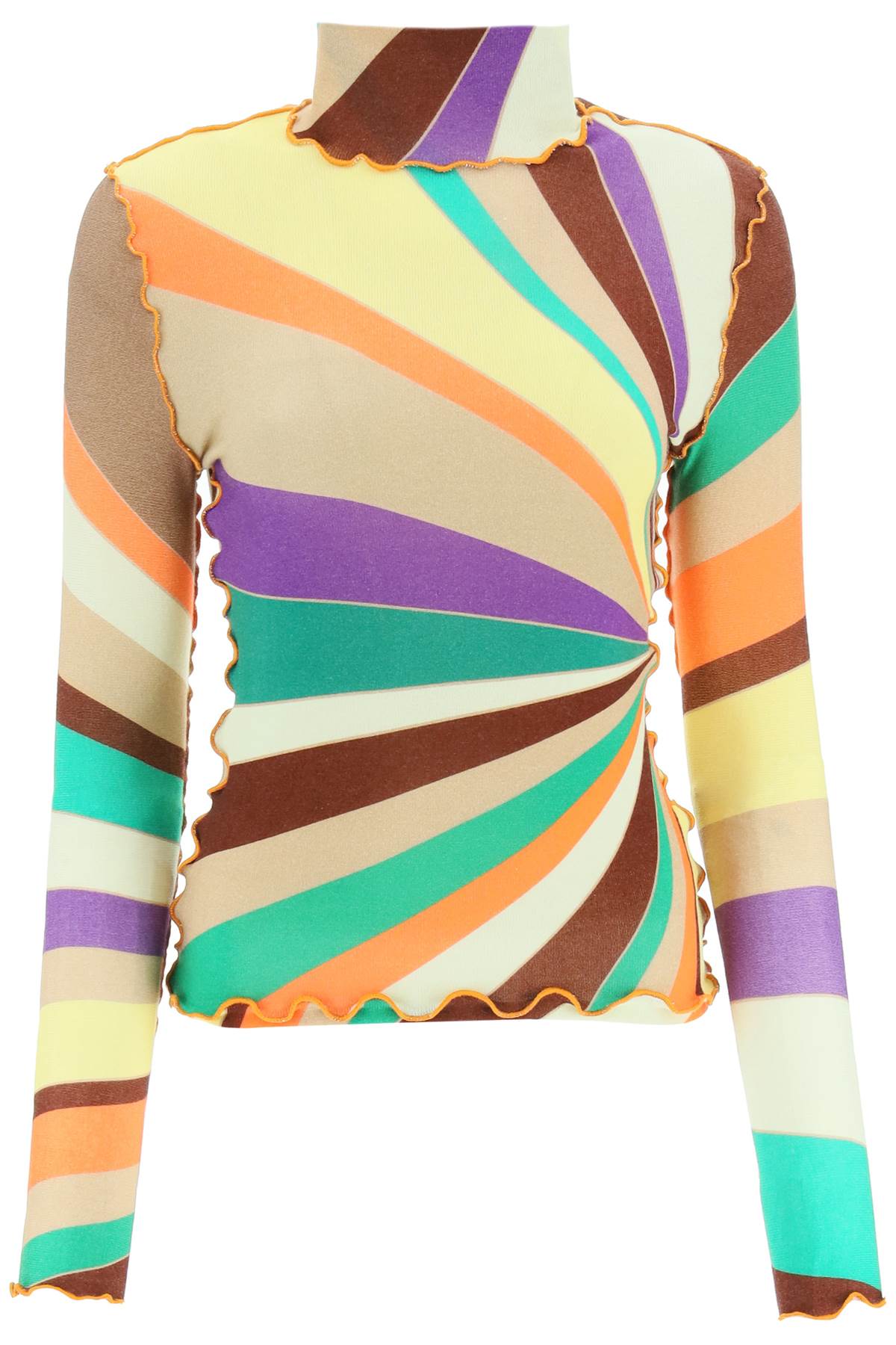 Siedres Siedres multicolored turtleneck sweater with gathered stitching