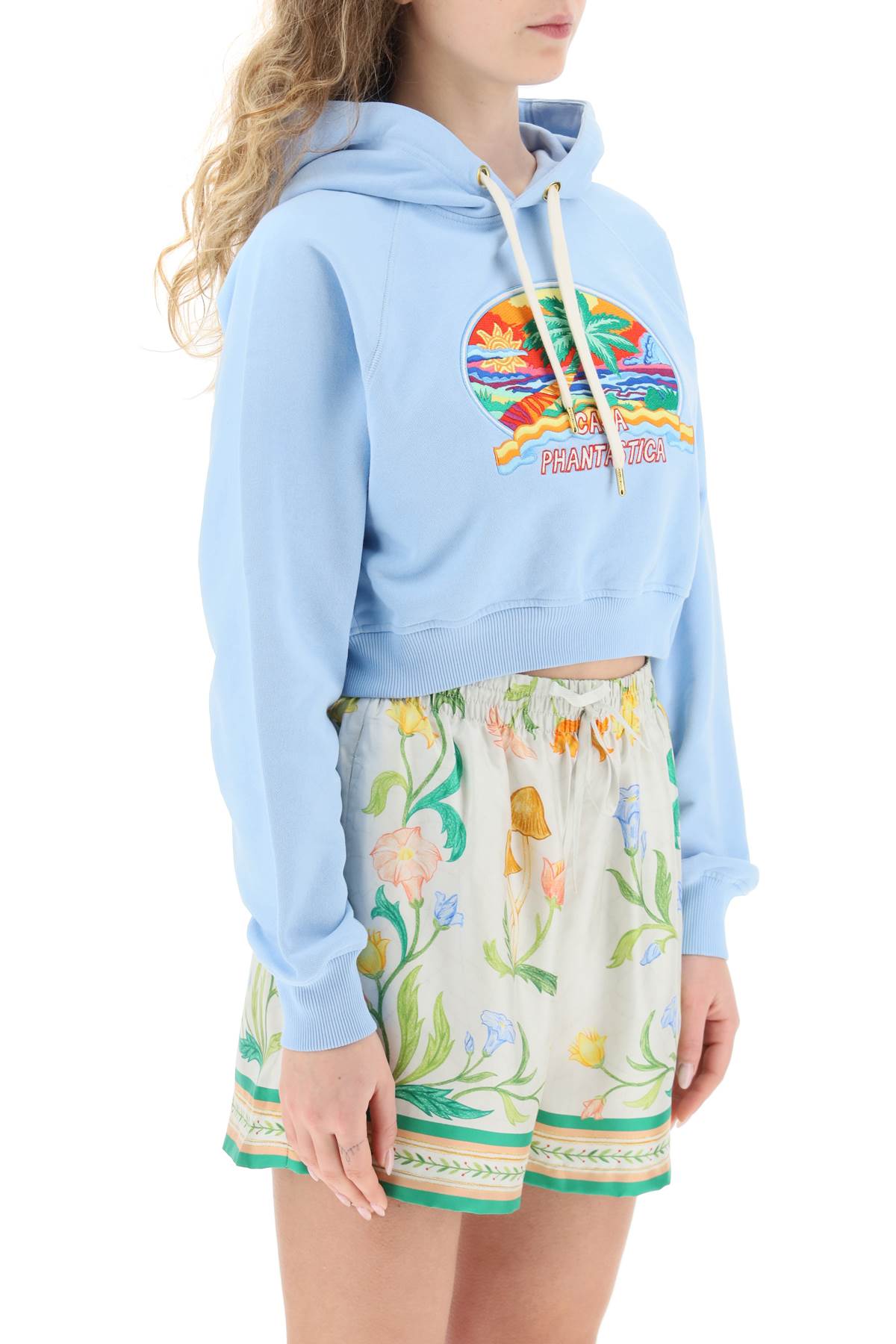 Casablanca Casablanca 'casa phantastica' cropped hoodie in organic cotton