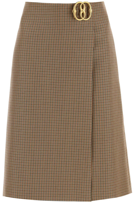 Bally Bally houndstooth a-line skirt with emblem buckle