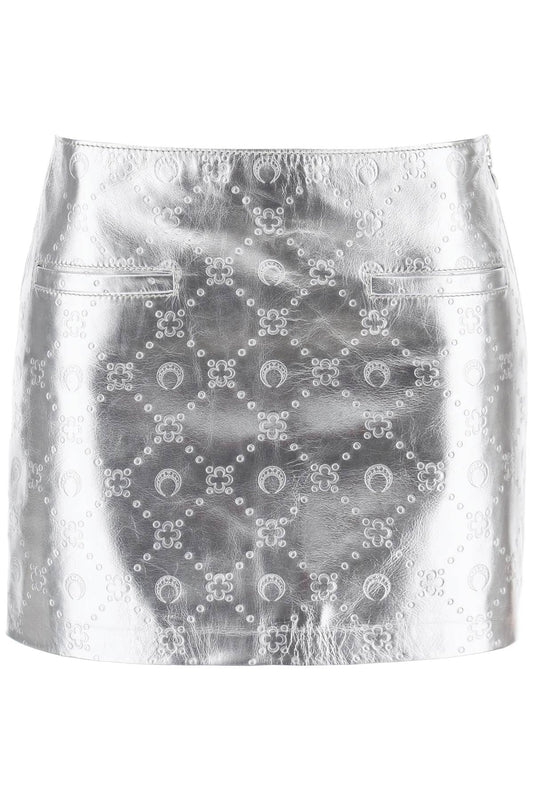 Marine Serre Marine serre moonogram mini skirt in laminated leather