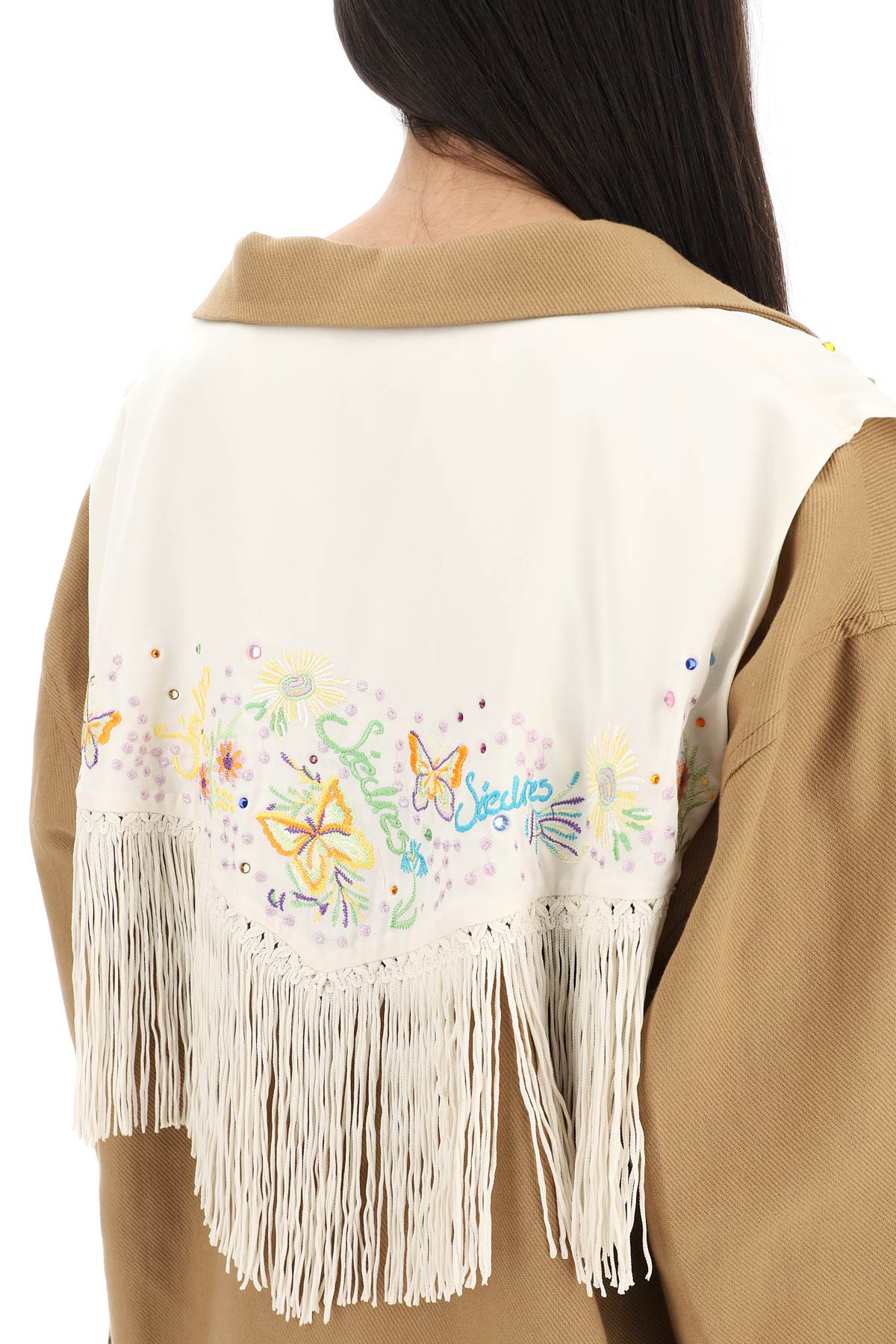 Siedres Siedres overshirt with embroidered fringed panel