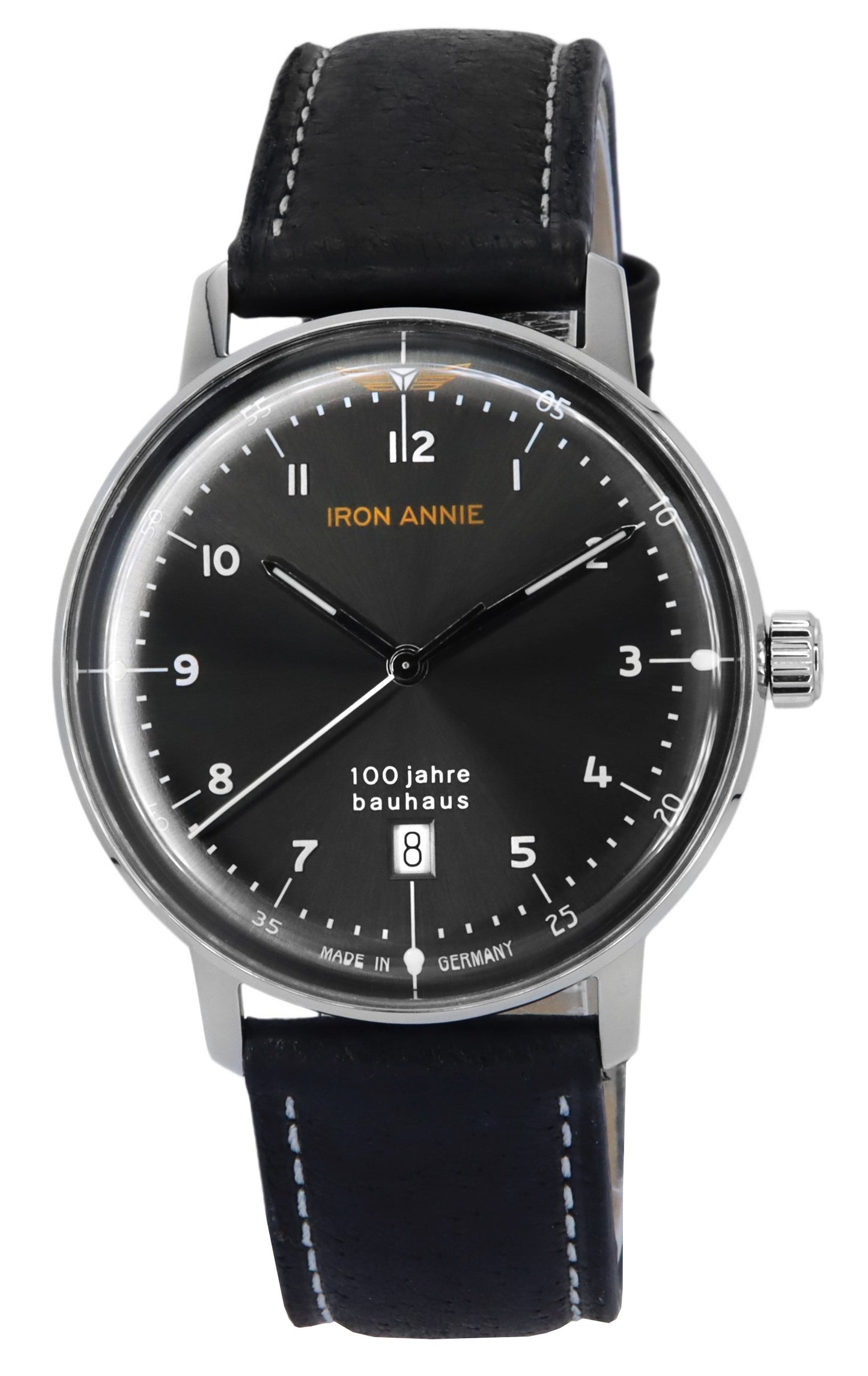 Iron Annie 100 Jahre Bauhaus Leather Strap Black Dial Quartz 50462 Men's Watch